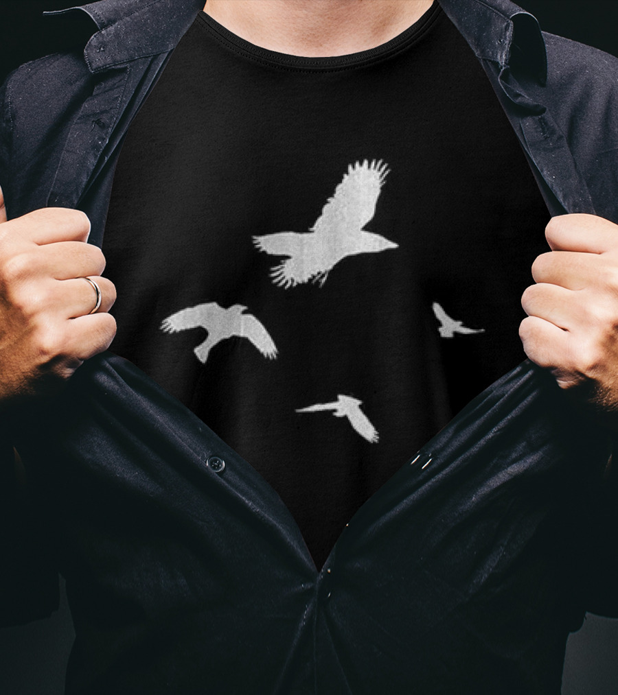 Shinedown Store Black Trucker Birds White Bird T-Shirt