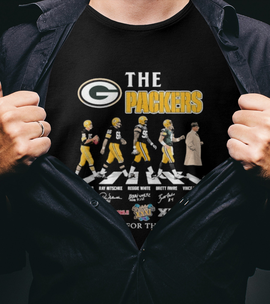 The Packers Abbey Road Thank You For The Memories Signatures Super Bowl XVI XVII XXXI XLV T-Shirt