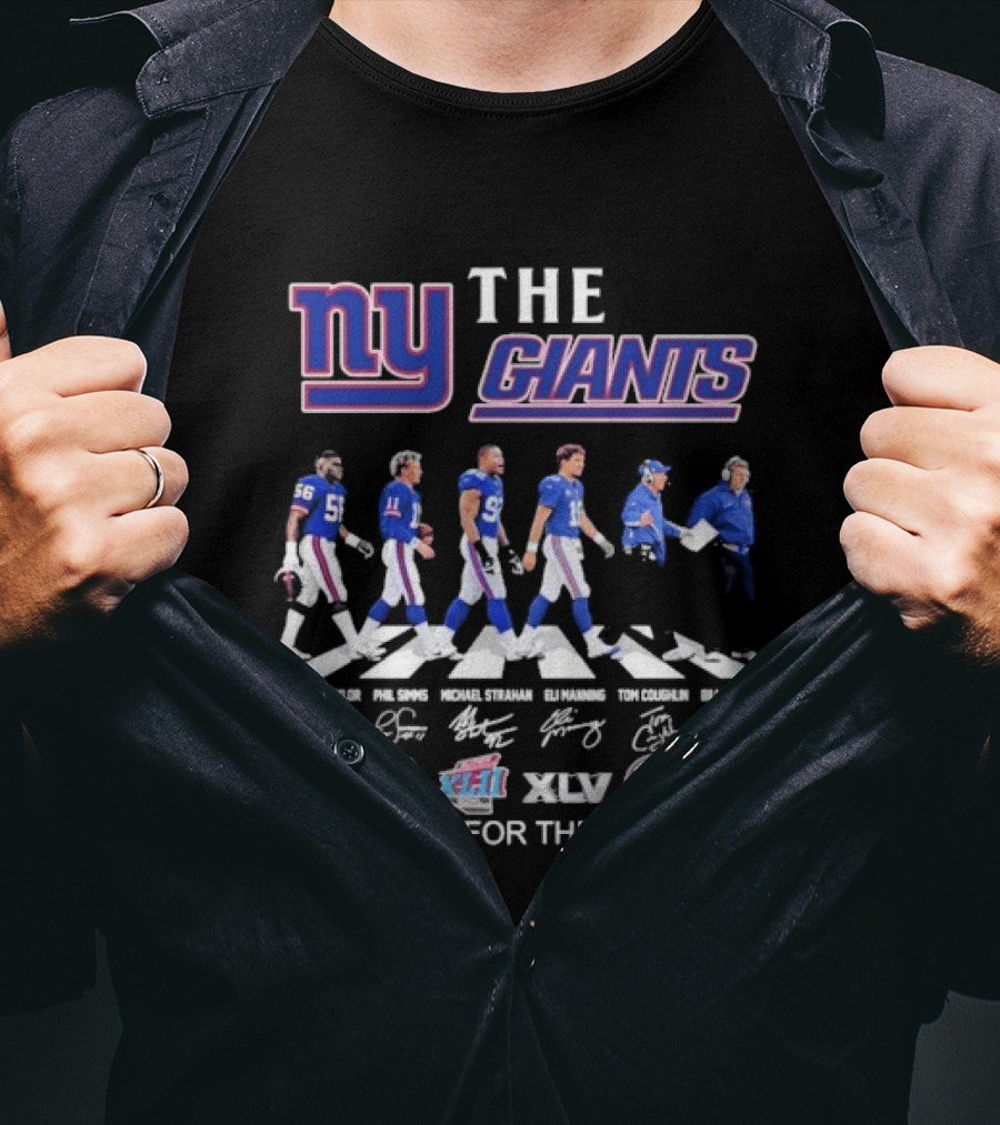 The New York Giants Thank You For The Memories Road Abbey Signatures T-Shirt