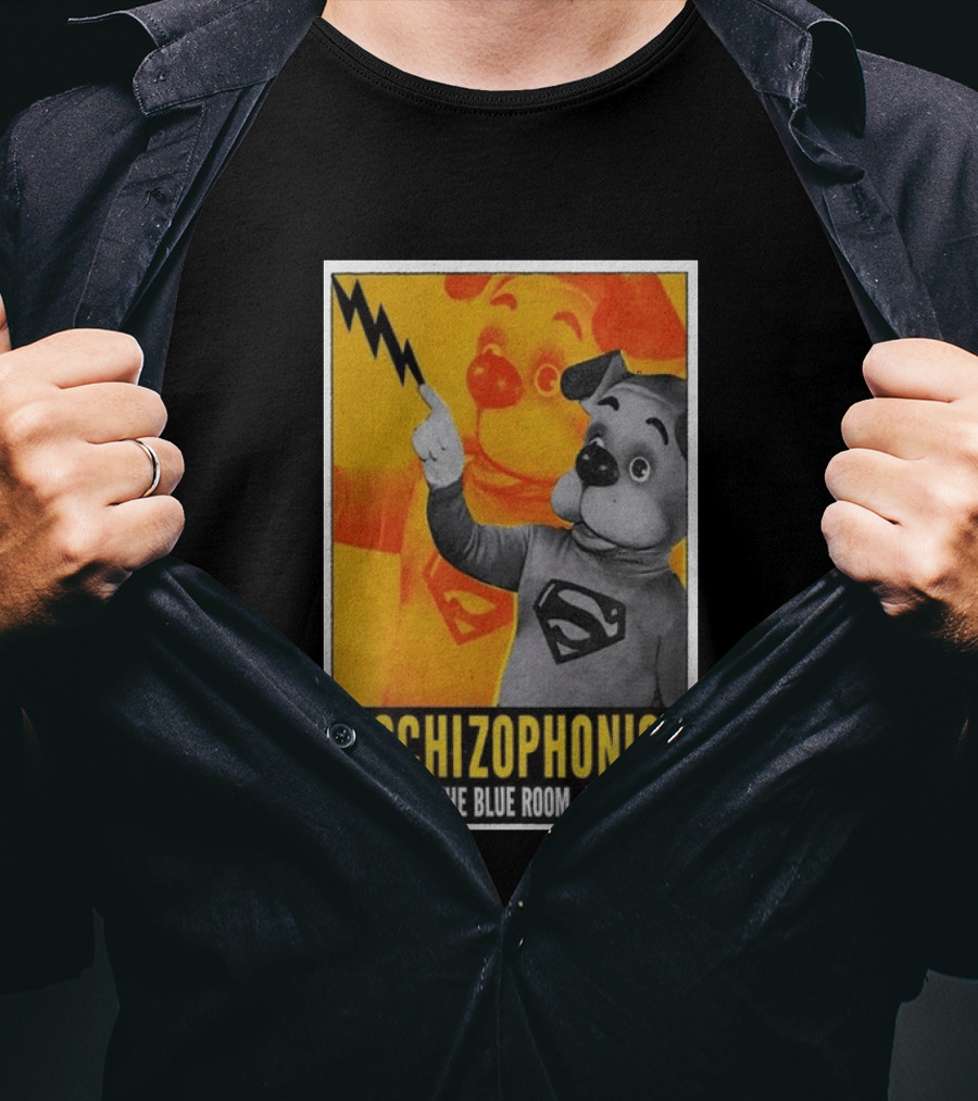 The Schizophonics The Blue Room Nashville 10.10.26 Concert Superman Dog Image T-Shirt
