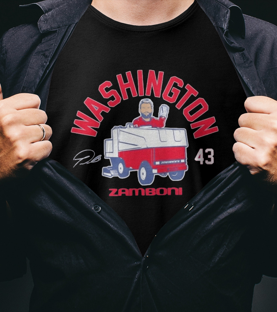 Washington Capitals Tom Wilson 43 Zamboni Driver Cartoon T-Shirt