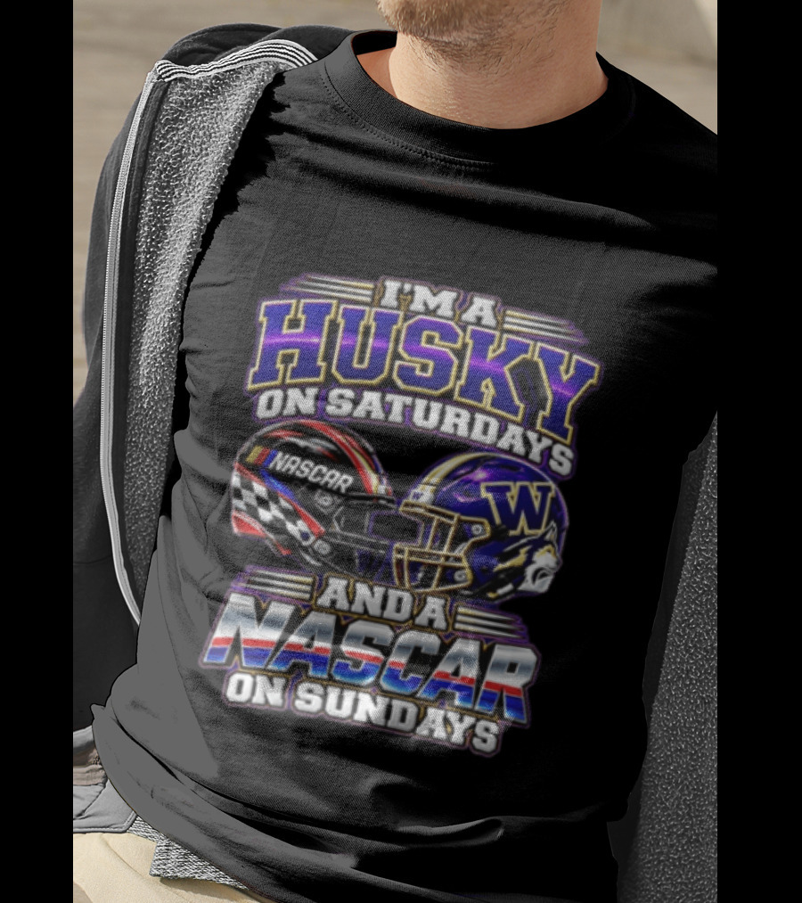 I'm A Husky On Saturdays And A NASCAR On Sundays Racing Helmet Combo T-Shirt