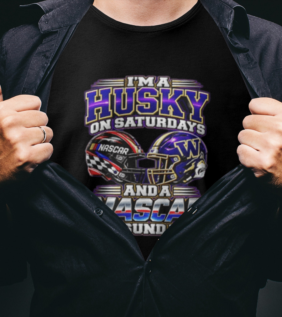 I'm A Husky On Saturdays And A NASCAR On Sundays Racing Helmet Combo T-Shirt