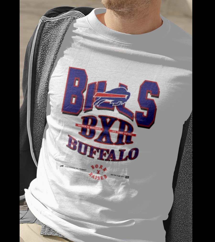 Born X Raised Buffalo Bills BXR Blockletter White T-Shirt