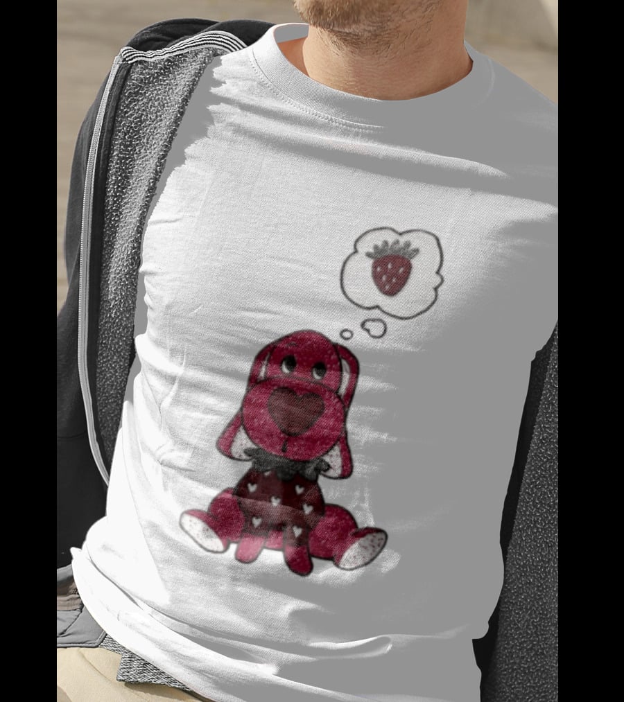 Dog With Strawberry Thought Bubble Costume Hearts T-Shirt