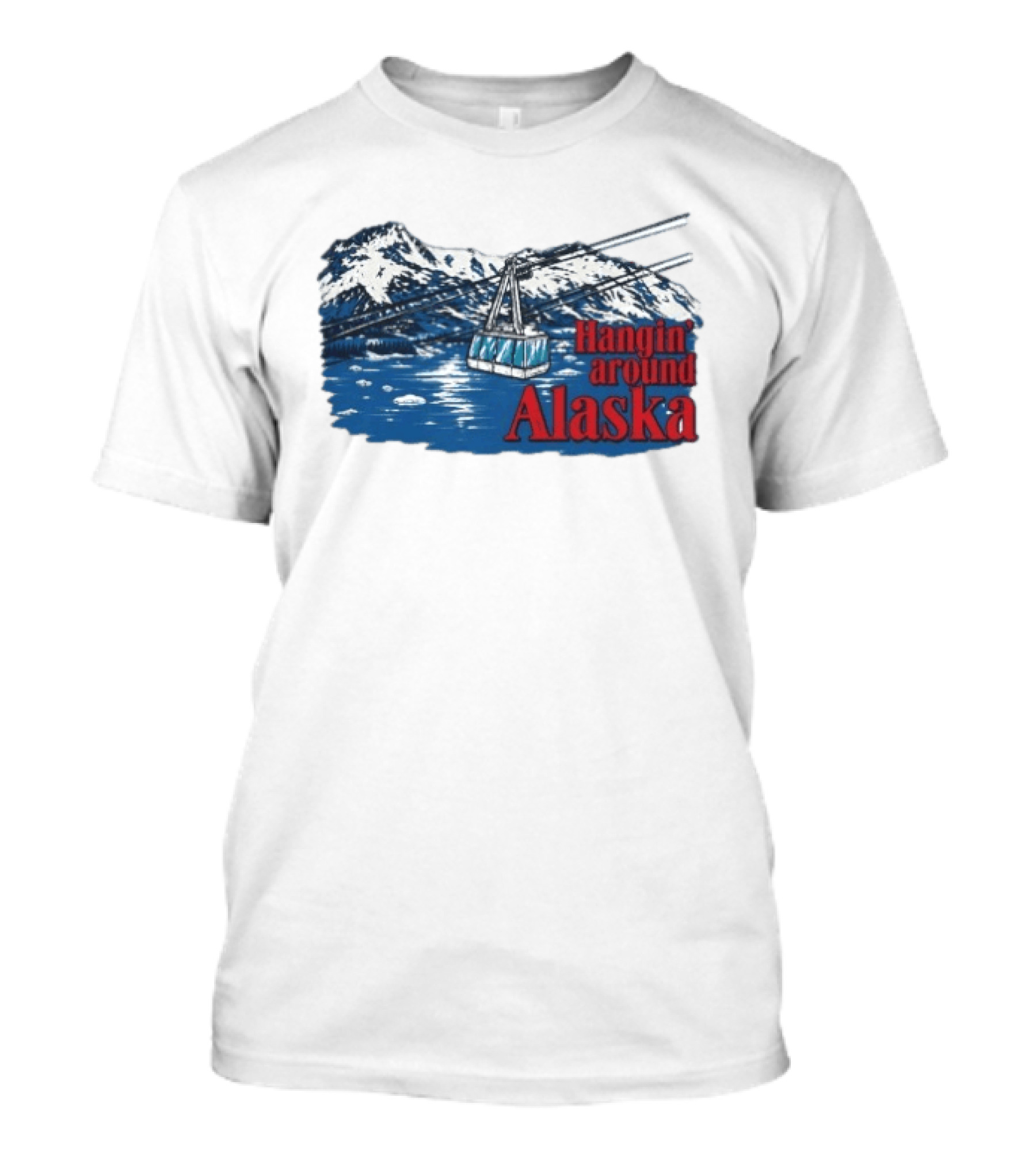 RJ Decker Aloysius Aiken Hangin Around Alaska Cable Car Mountain Scene T-Shirt