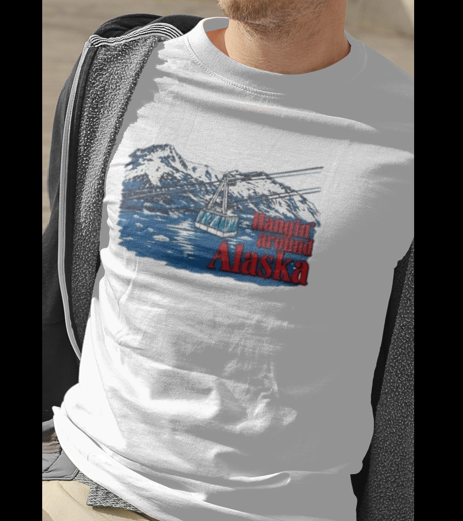 RJ Decker Aloysius Aiken Hangin Around Alaska Cable Car Mountain Scene T-Shirt