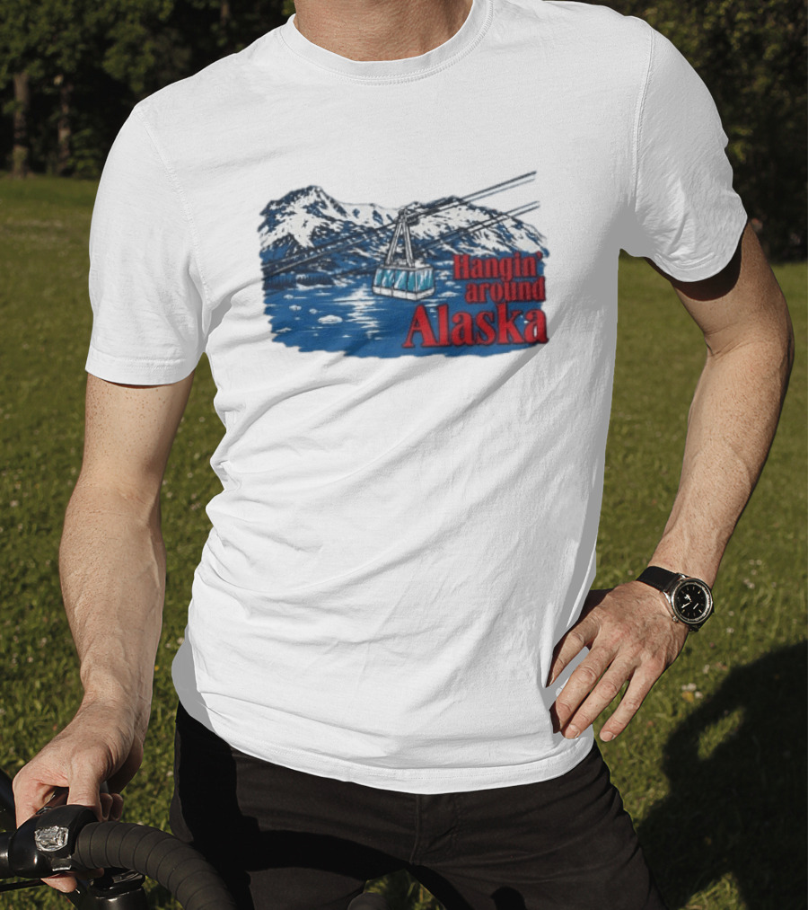 RJ Decker Aloysius Aiken Hangin Around Alaska Cable Car Mountain Scene T-Shirt