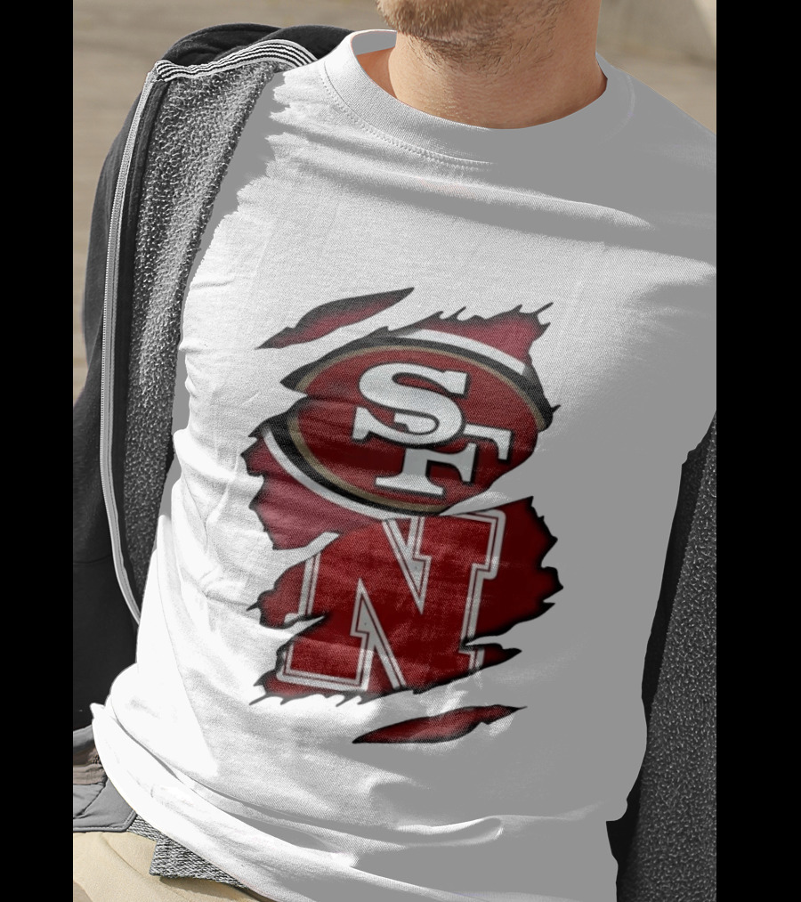 San Francisco 49ers SF And Nebraska Cornhuskers N Ripped T-Shirt