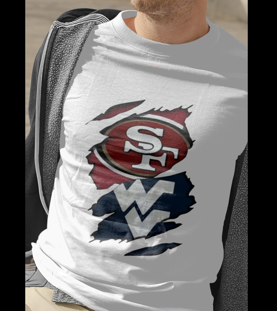 San Francisco 49ers West Virginia Mountaineers Ripped SF WV T-Shirt