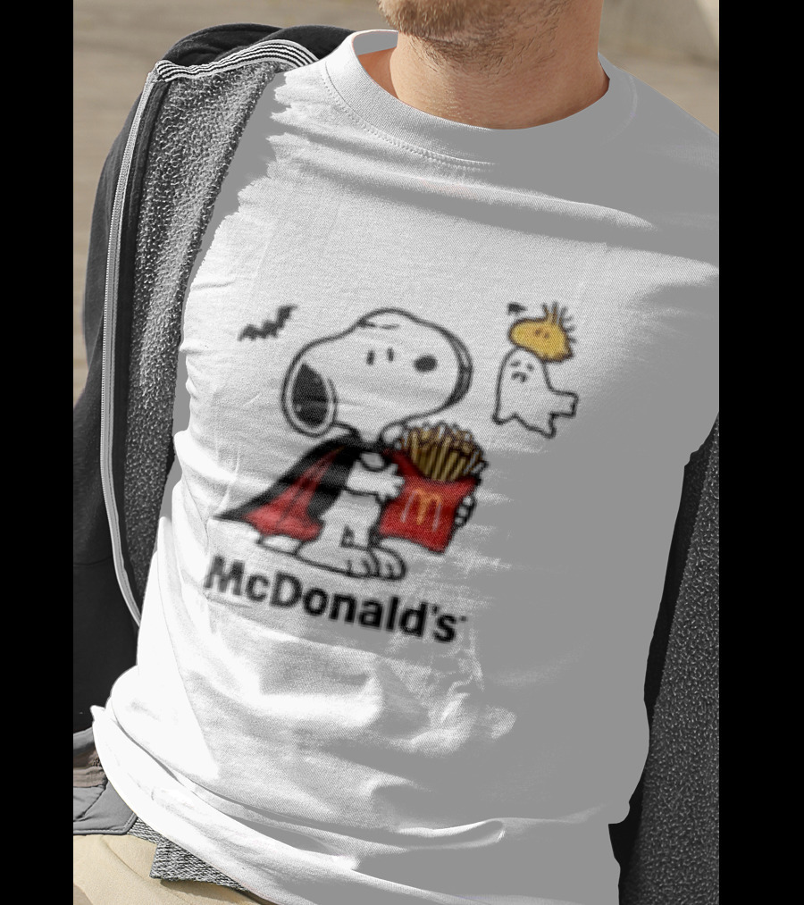 Snoopy McDonald's Halloween French Fries Woodstock Bat Iconic Collaboration T-Shirt