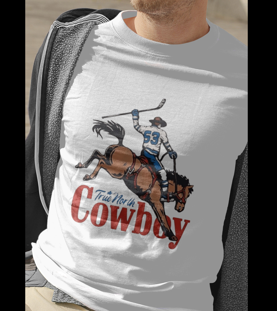 True North Cowboy Hockey Riding Bucking Bronco Number 53 T-Shirt