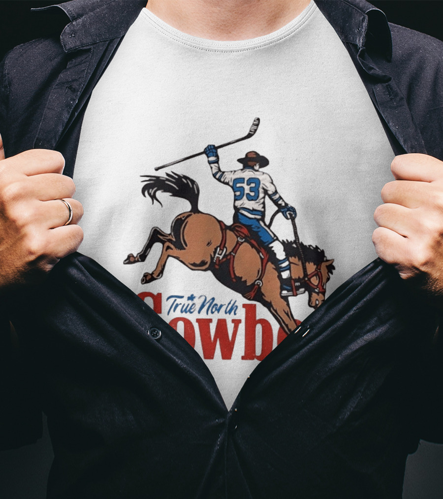 True North Cowboy Hockey Riding Bucking Bronco Number 53 T-Shirt