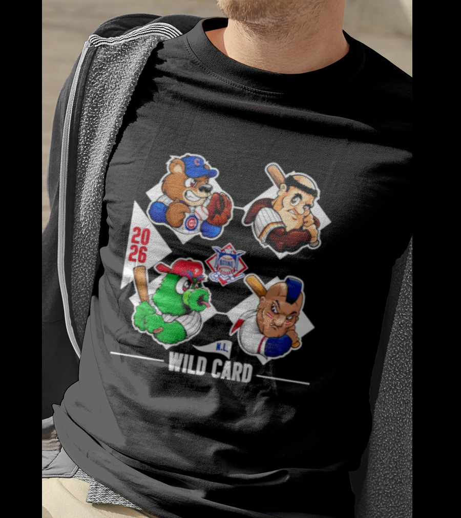 2026 National League Wild Card Cubs Baseball Cartoon Characters T-Shirt