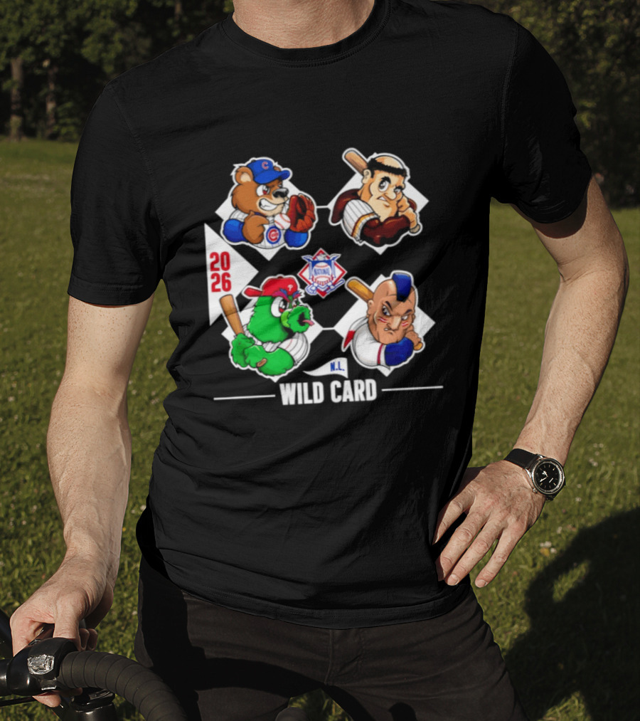 2026 National League Wild Card Cubs Baseball Cartoon Characters T-Shirt