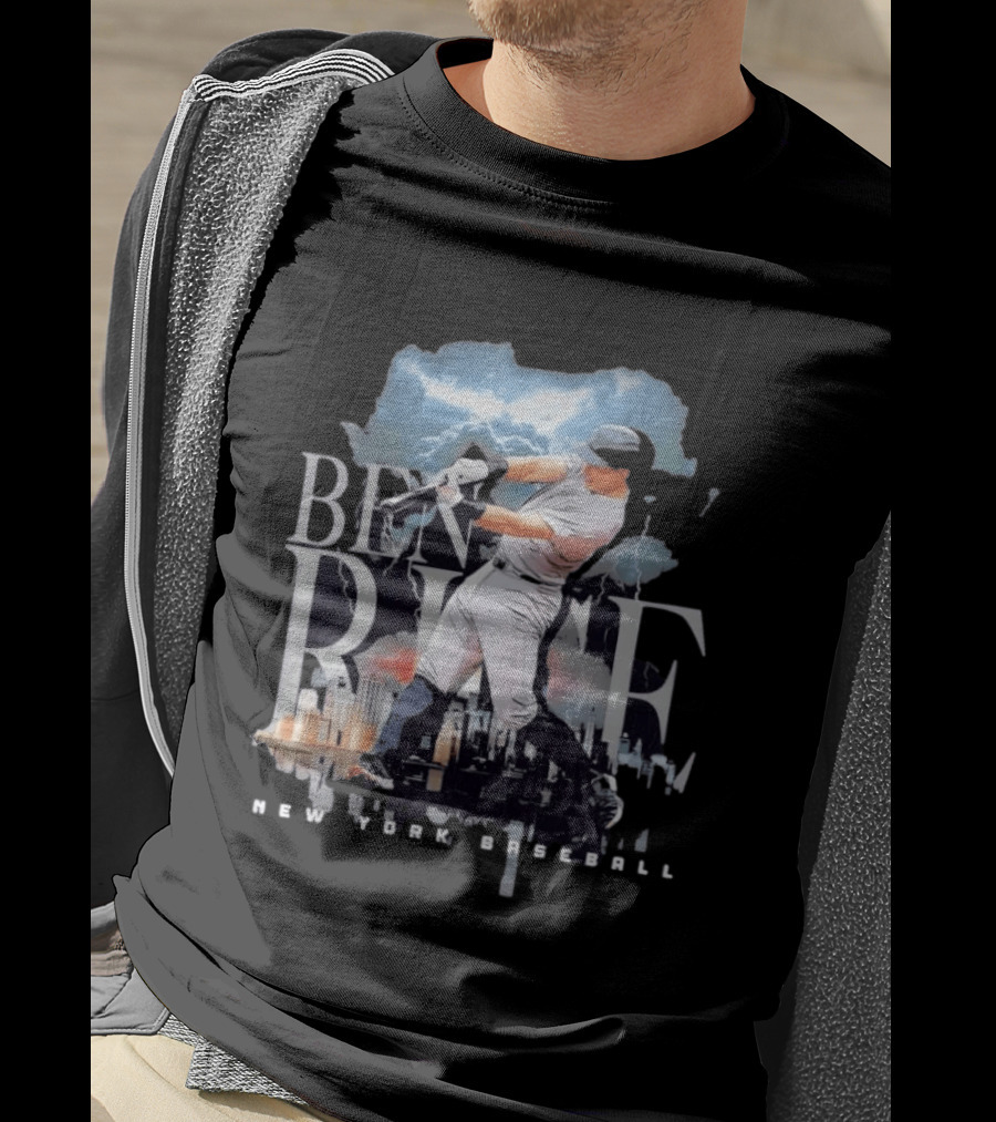 Ben Rice New York Baseball Player Lightning Skyline T-Shirt