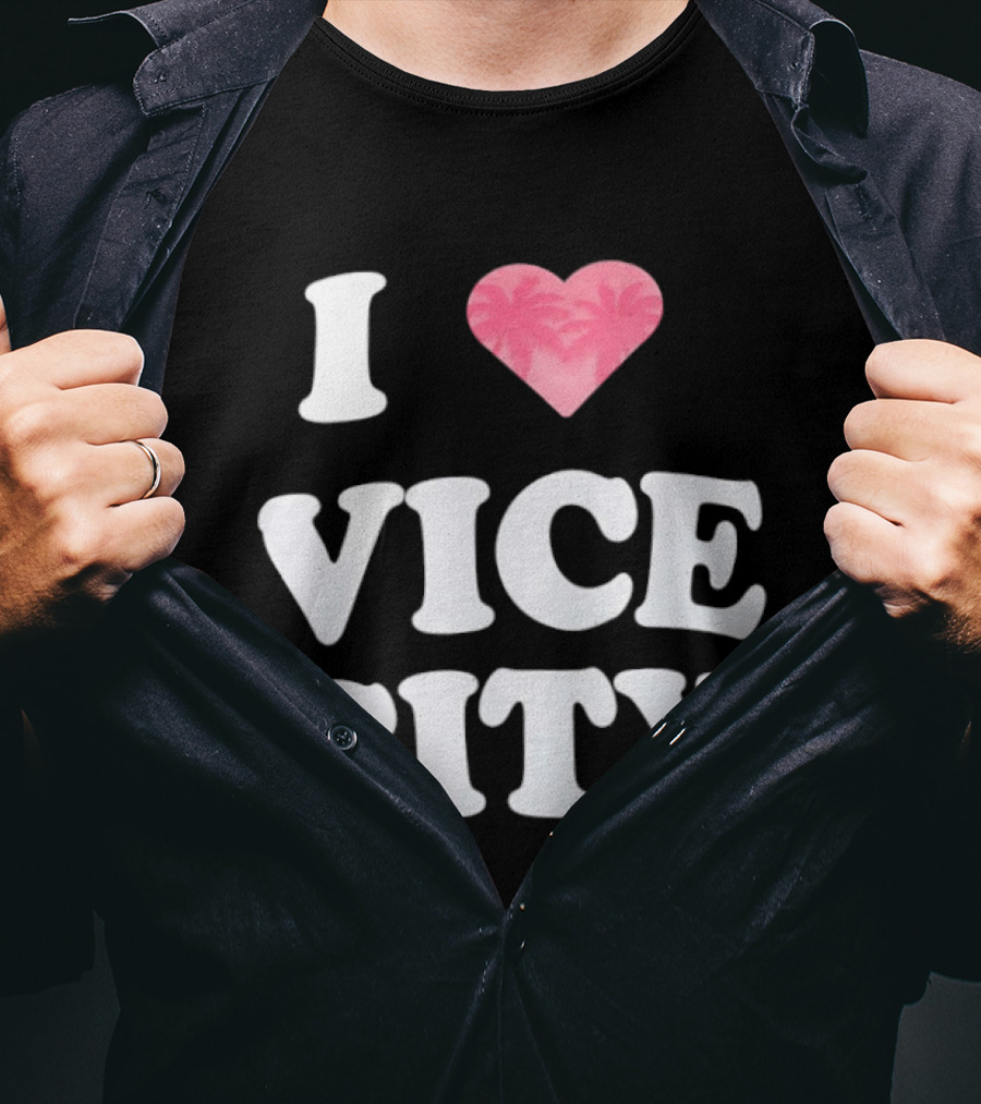 I Love Vice City 2026 GTA Palm Trees Retro Game T-Shirt