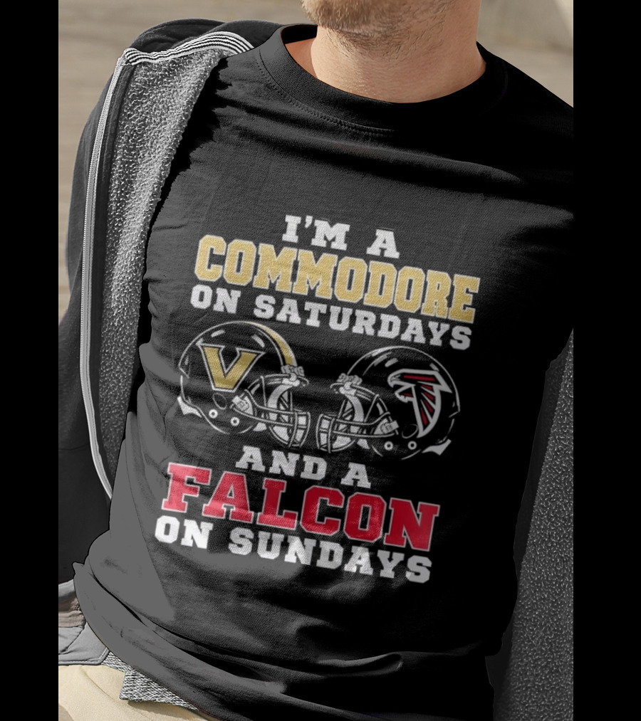 I'm A Commodore On Saturdays And A Falcon On Sundays Football Helmets T-Shirt