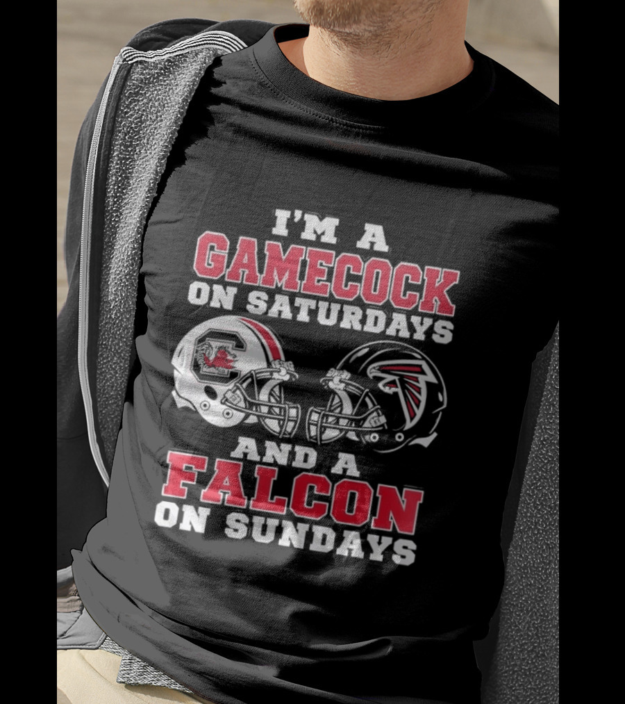 I'm A Gamecock On Saturdays And A Falcon On Sundays Football Helmets T-Shirt