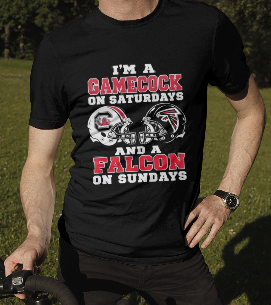 I'm A Gamecock On Saturdays And A Falcon On Sundays Football Helmets T-Shirt