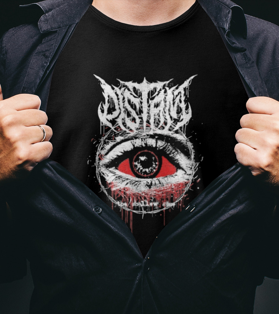 Distant Shallow Gaze Eye Red Dripping Eye With Stylized T-Shirt
