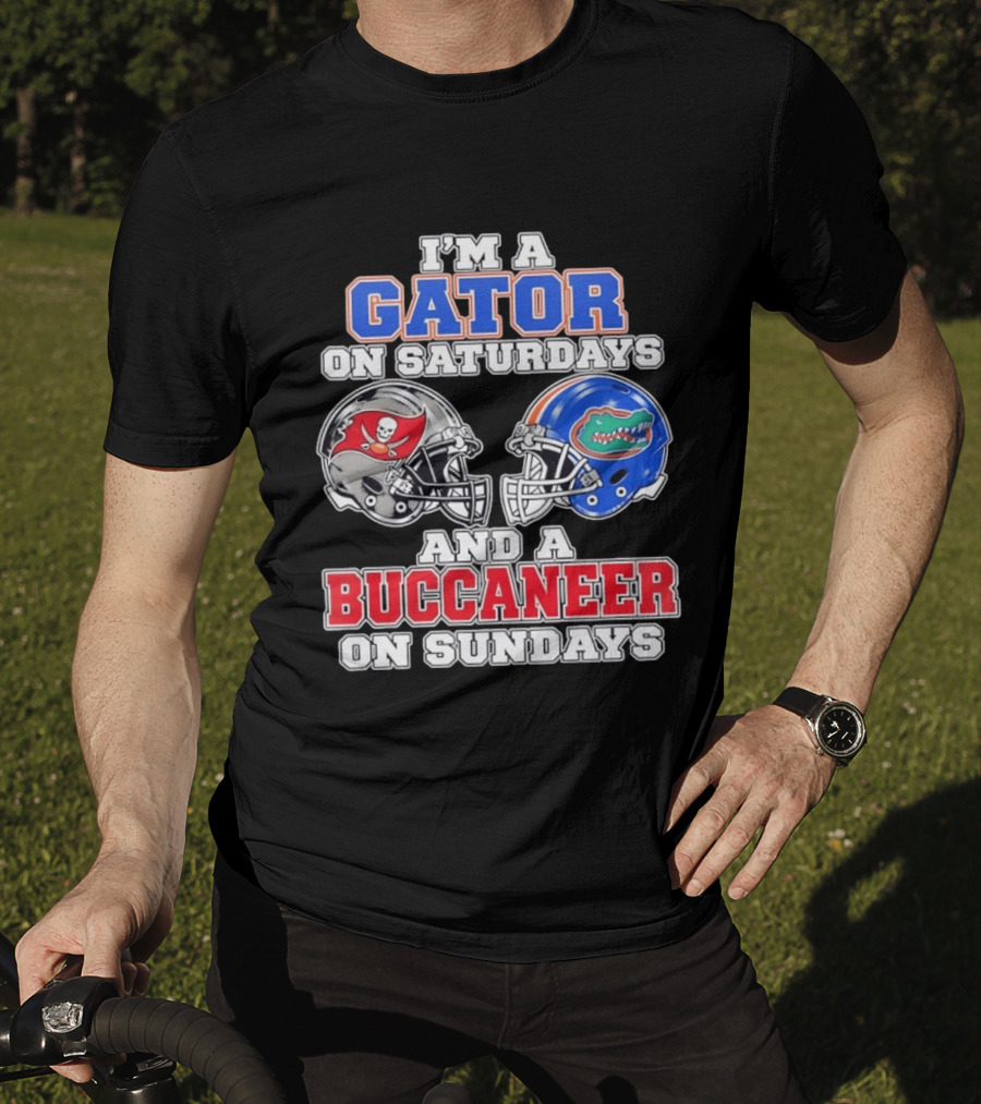 I'm A Gator On Saturdays And A Buccaneer On Sundays Football Helmets T-Shirt