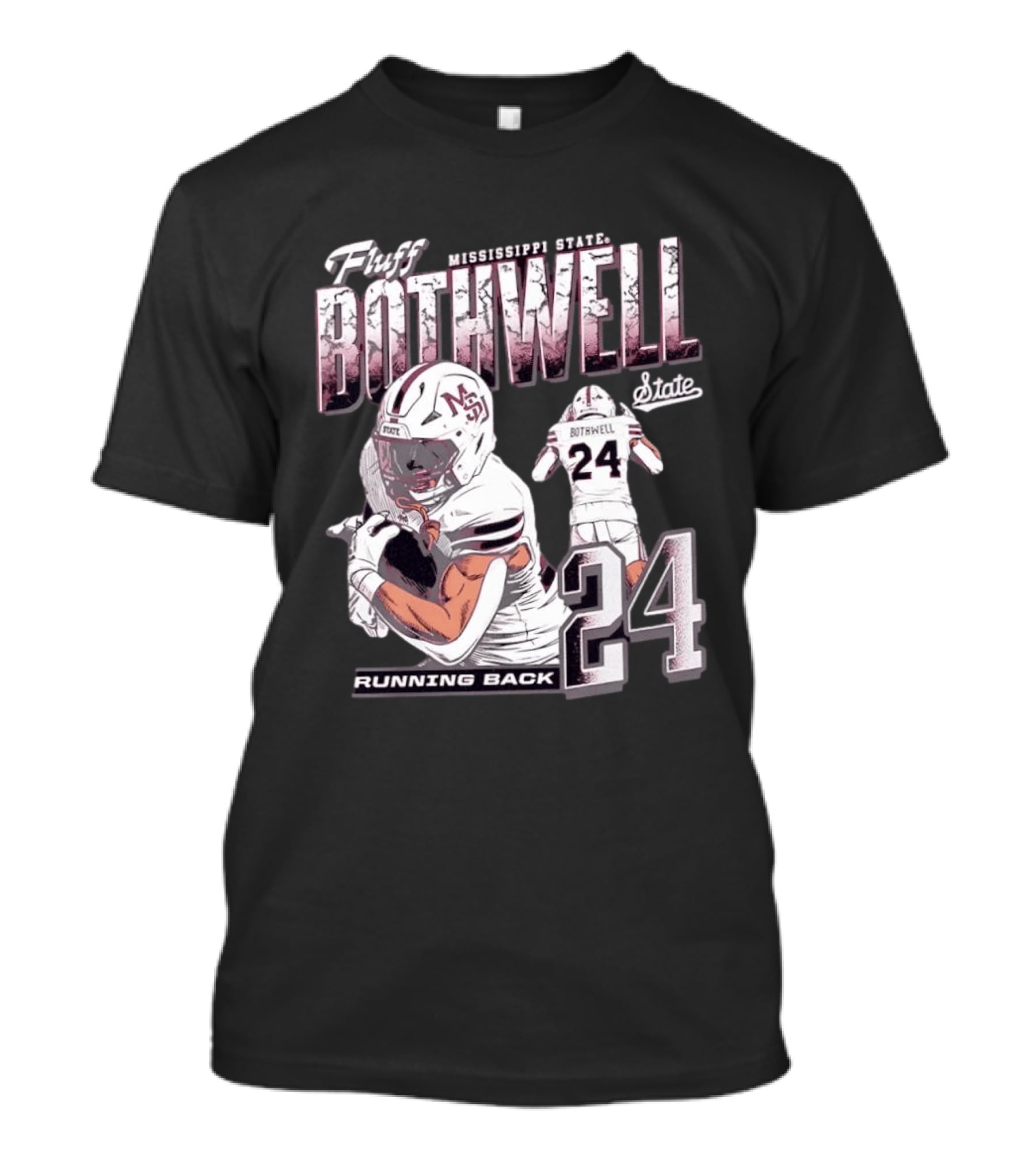 Fluff Bothwell No 24 Mississippi State Running Back T-Shirt