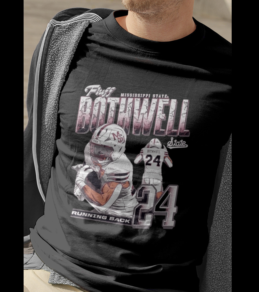 Fluff Bothwell No 24 Mississippi State Running Back T-Shirt