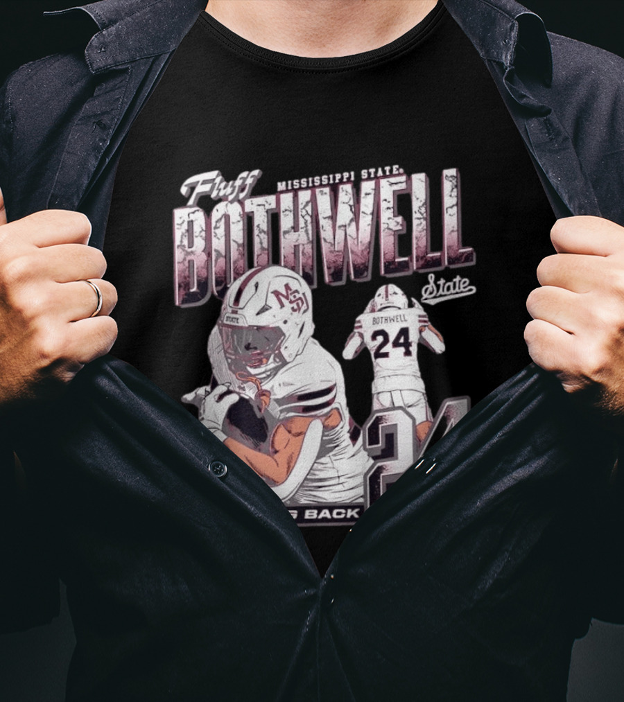 Fluff Bothwell No 24 Mississippi State Running Back T-Shirt
