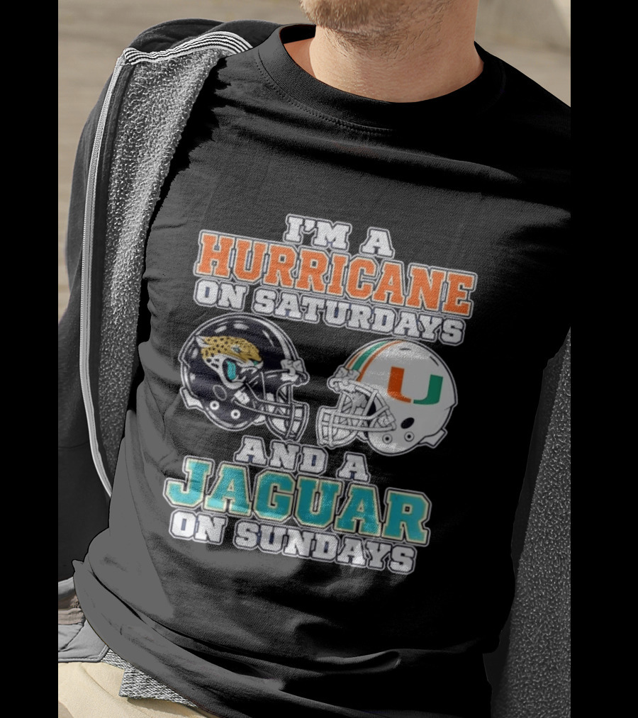 Hurricane Saturdays Jaguar Sundays Football Helmets T-Shirt