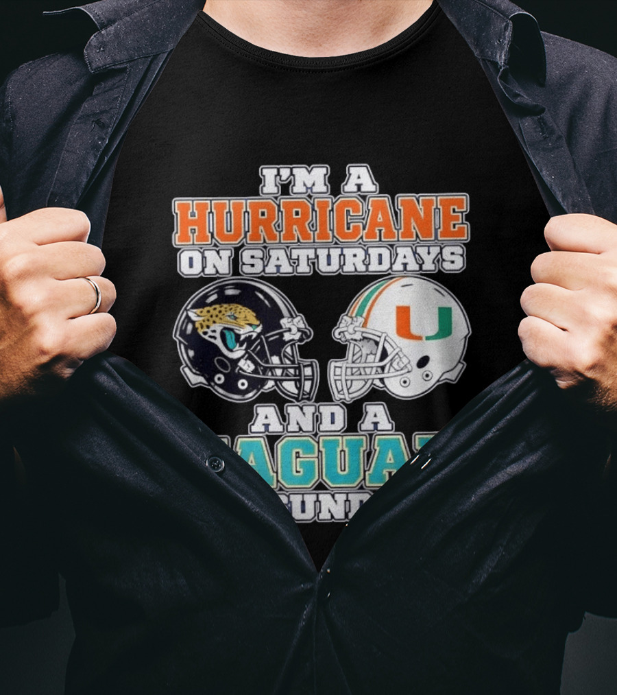 Hurricane Saturdays Jaguar Sundays Football Helmets T-Shirt