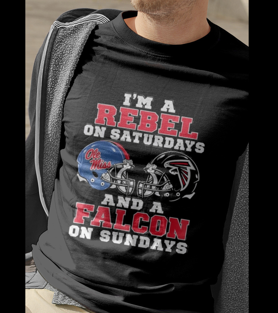 Ole Miss Rebels Saturdays Atlanta Falcons Sundays Football Helmets T-Shirt