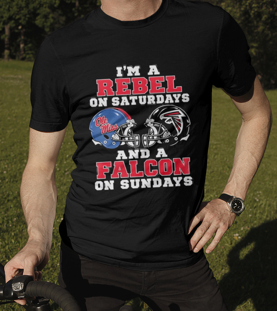 Ole Miss Rebels Saturdays Atlanta Falcons Sundays Football Helmets T-Shirt