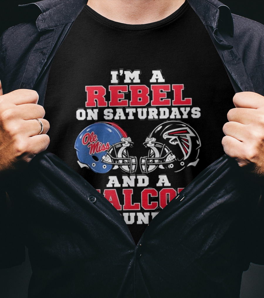 Ole Miss Rebels Saturdays Atlanta Falcons Sundays Football Helmets T-Shirt
