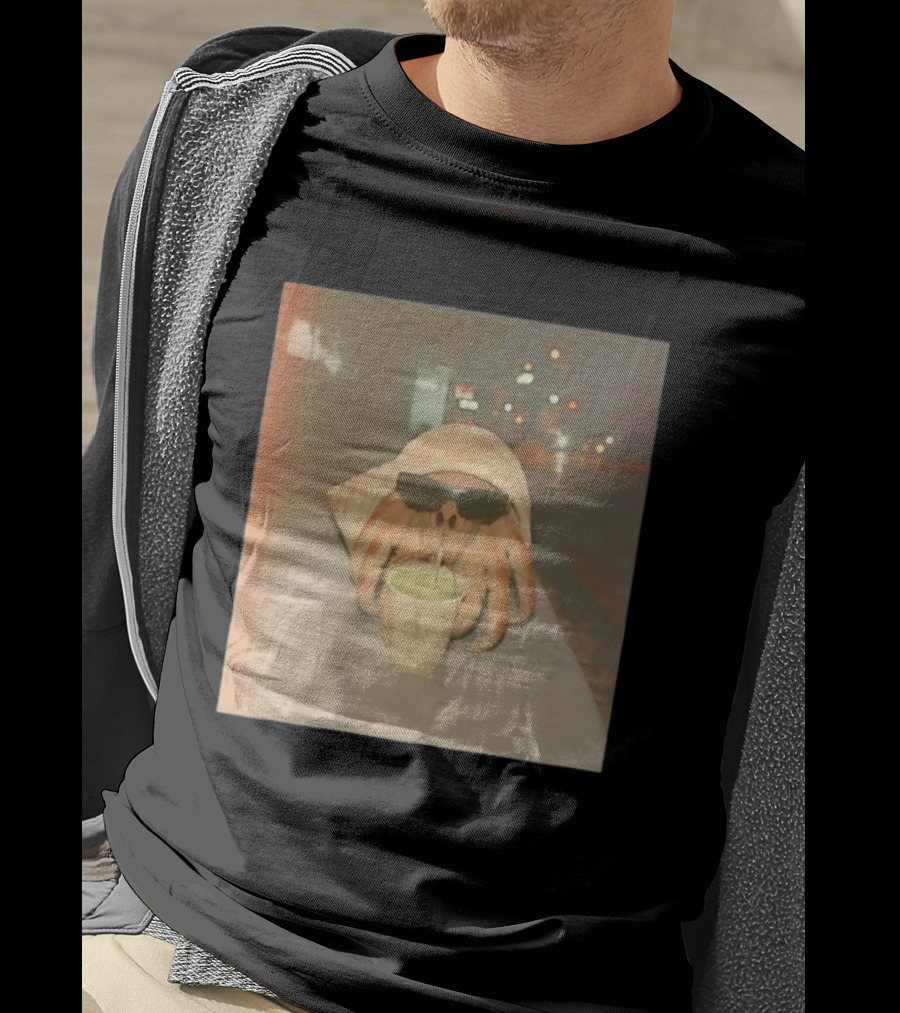 Hermit Crab Sunglasses Drinking Iced Beverage At Night T-Shirt