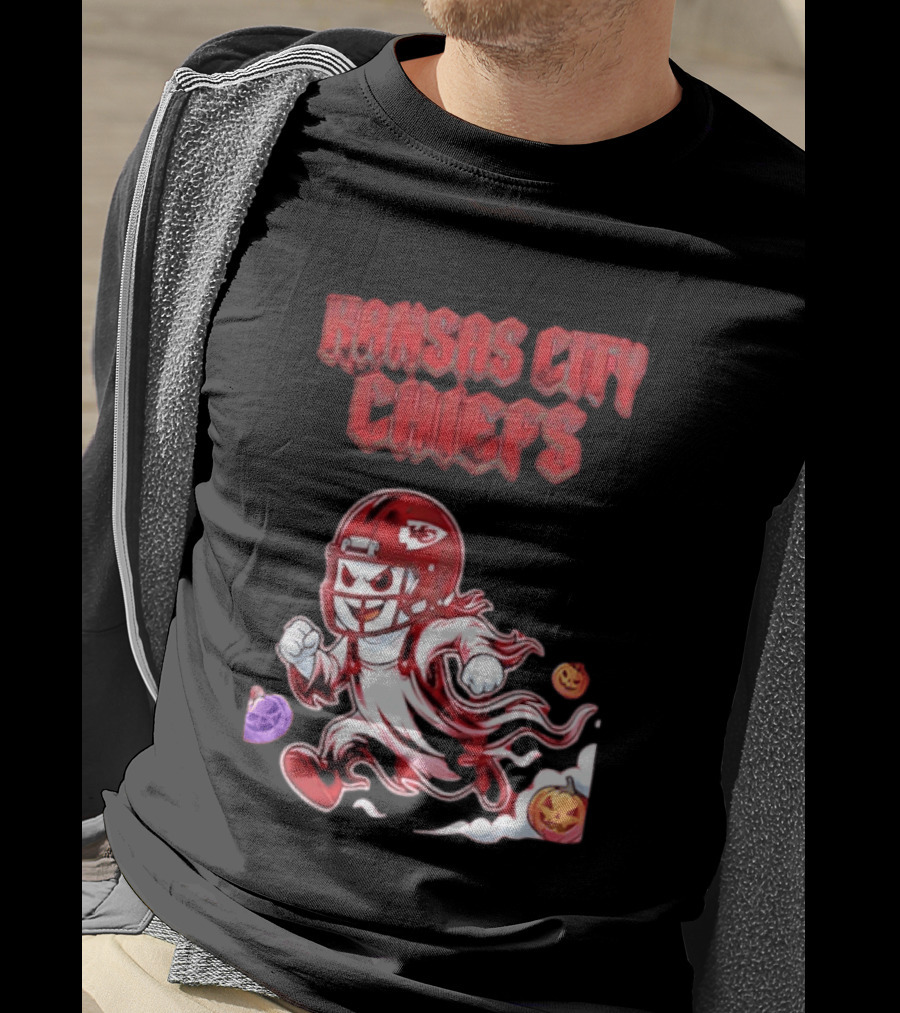 Kansas City Chiefs Halloween Ghost Football 2026 Spooky Pumpkins T-Shirt