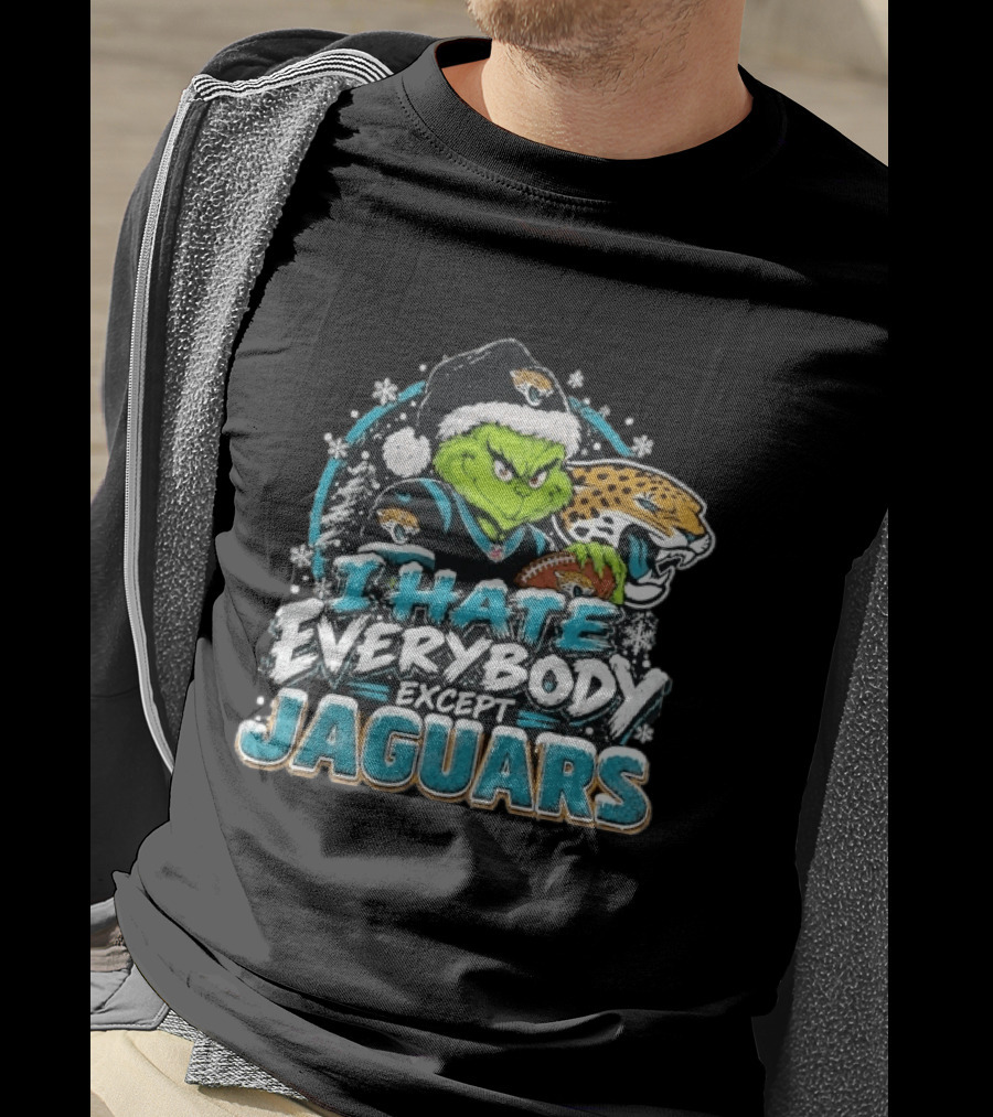 Original Jacksonville Jaguars Grinch I Hate Everybody Except Jaguars Fans Christmas Holiday T-Shirt