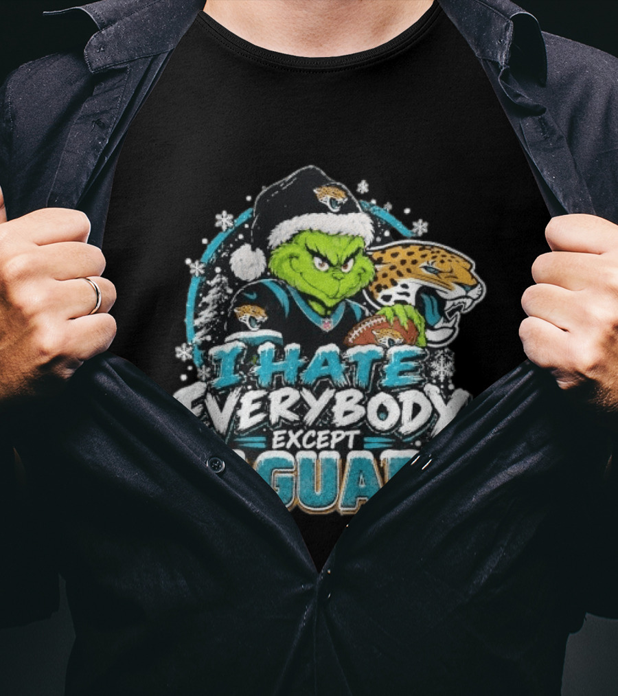 Original Jacksonville Jaguars Grinch I Hate Everybody Except Jaguars Fans Christmas Holiday T-Shirt