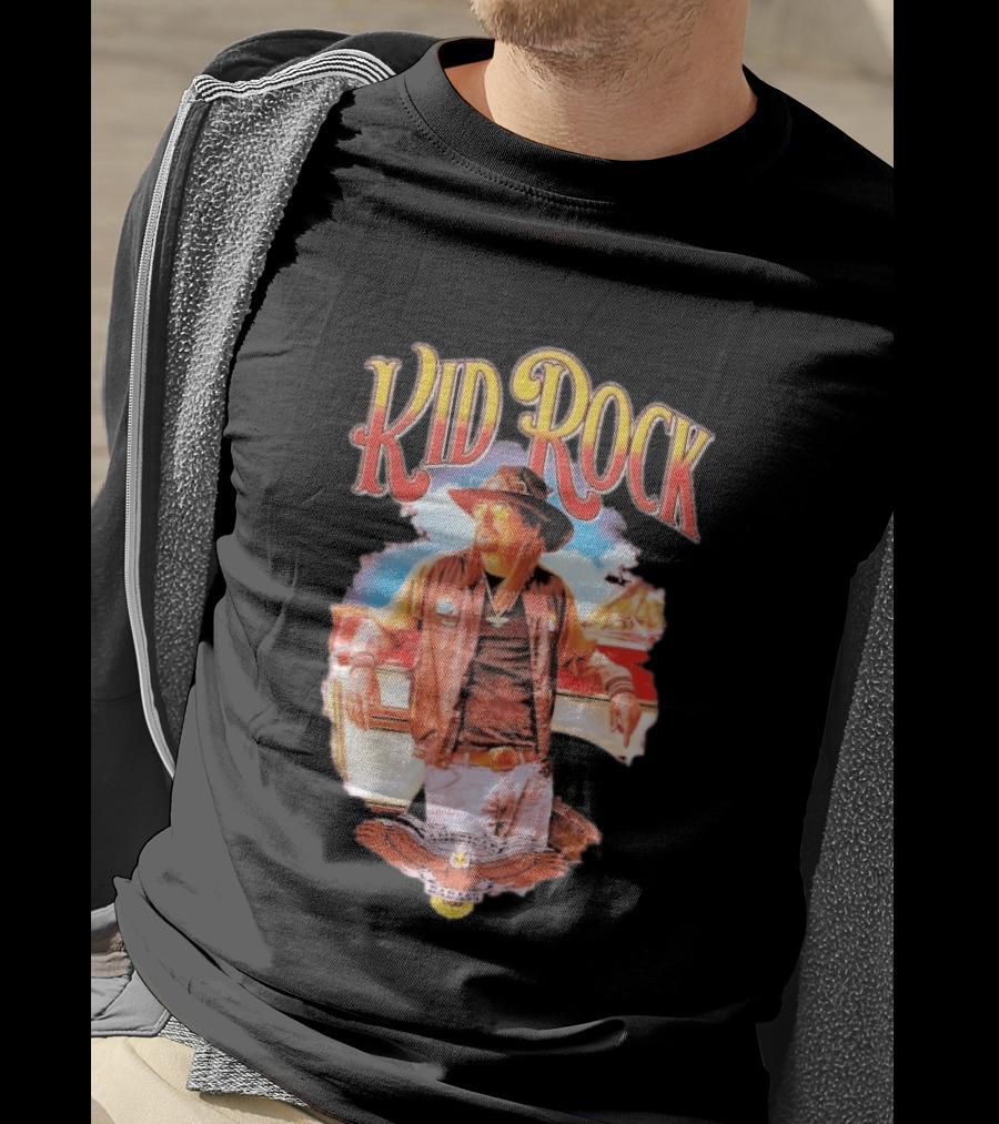 Kid Rock American Badass Mean Lean Car Scene Vintage Style Iconic Look T-Shirt