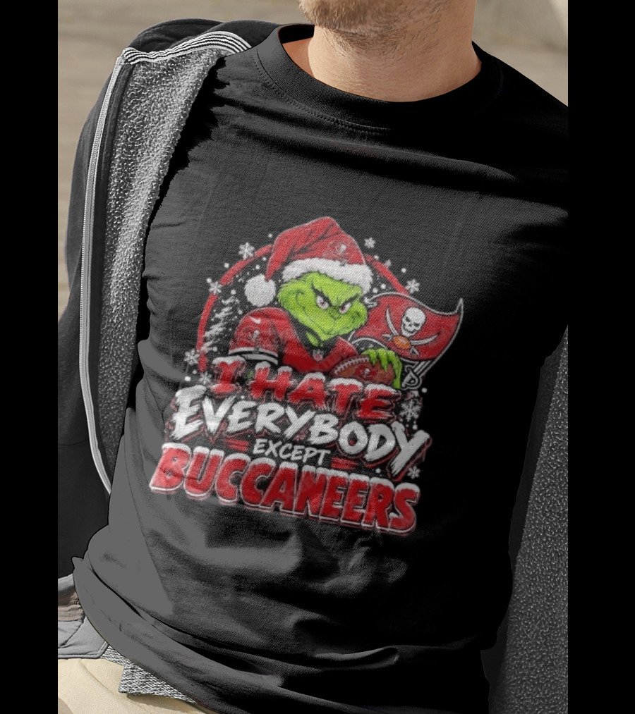 I Hate Everybody Except Buccaneers Tampa Bay Grinch Christmas Holiday T-Shirt