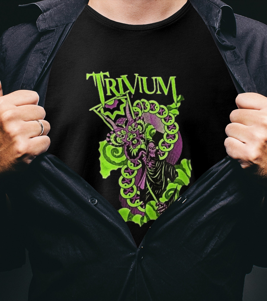 Trivium Australia Tour 2026 Neon Green Serpent Wizard T-Shirt