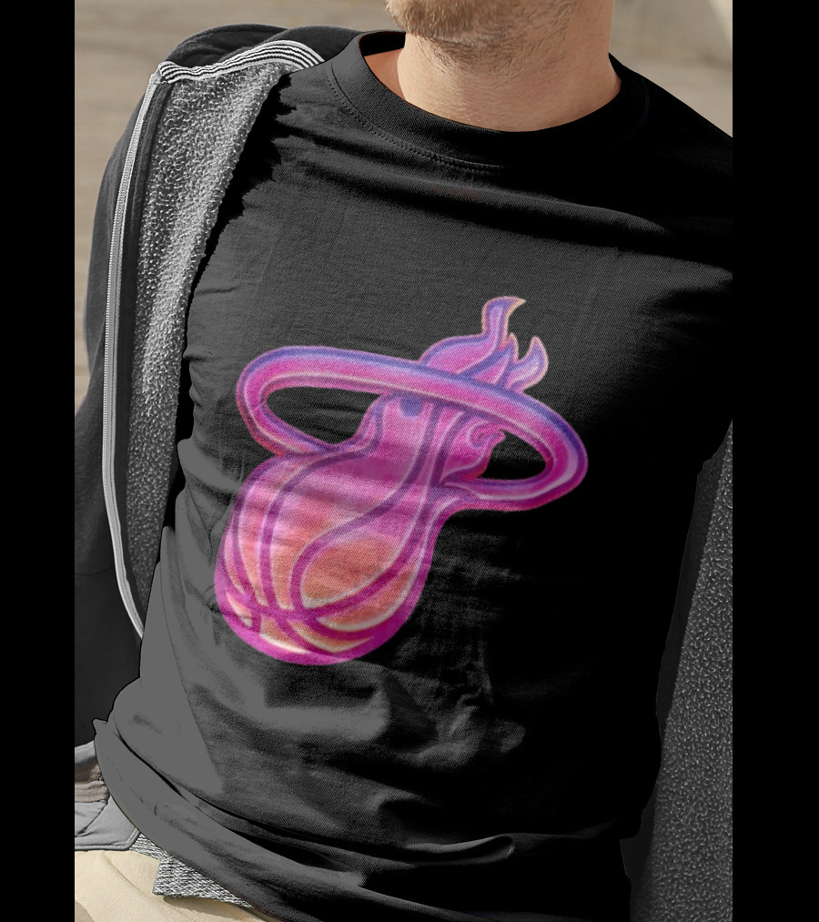 Miami Heat Court Culture Vice City Flaming Basketball T-Shirt