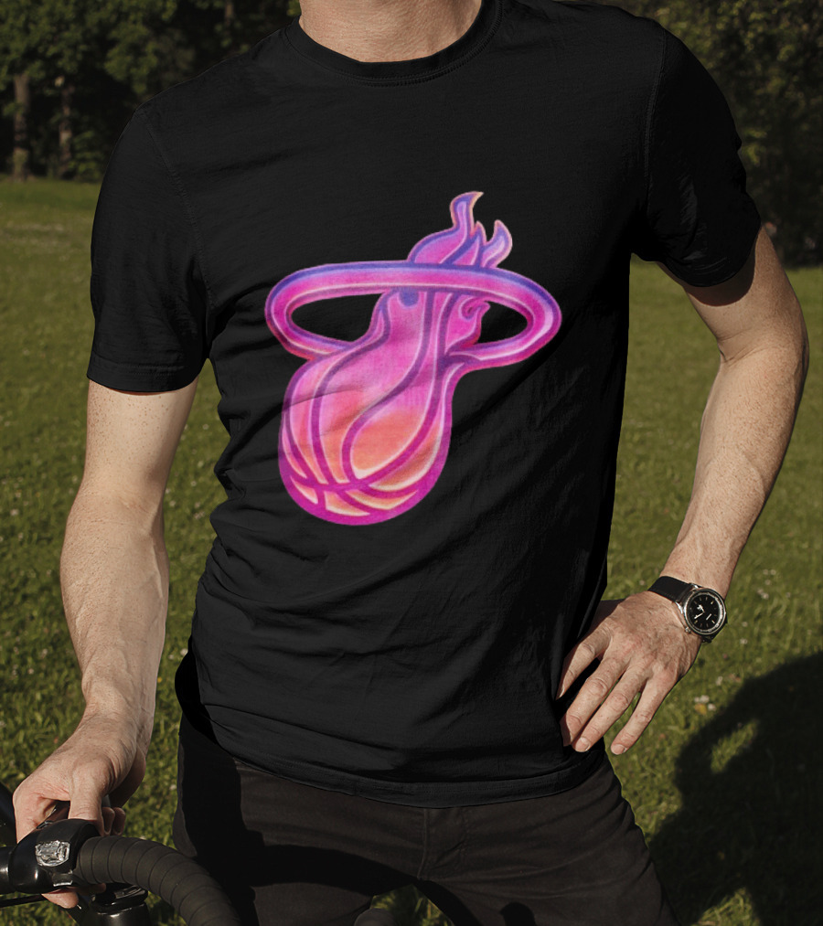 Miami Heat Court Culture Vice City Flaming Basketball T-Shirt