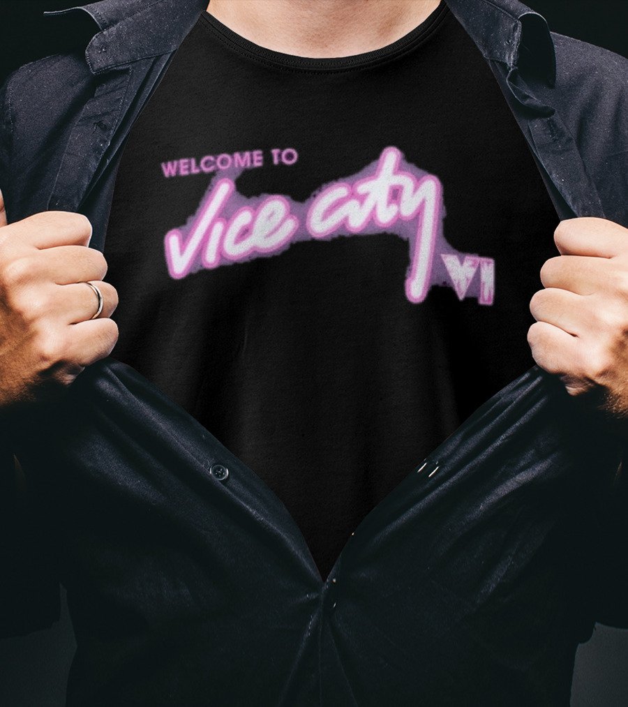 Miami Heat Court Culture Welcome To Vice City VI Pink Neon T-Shirt