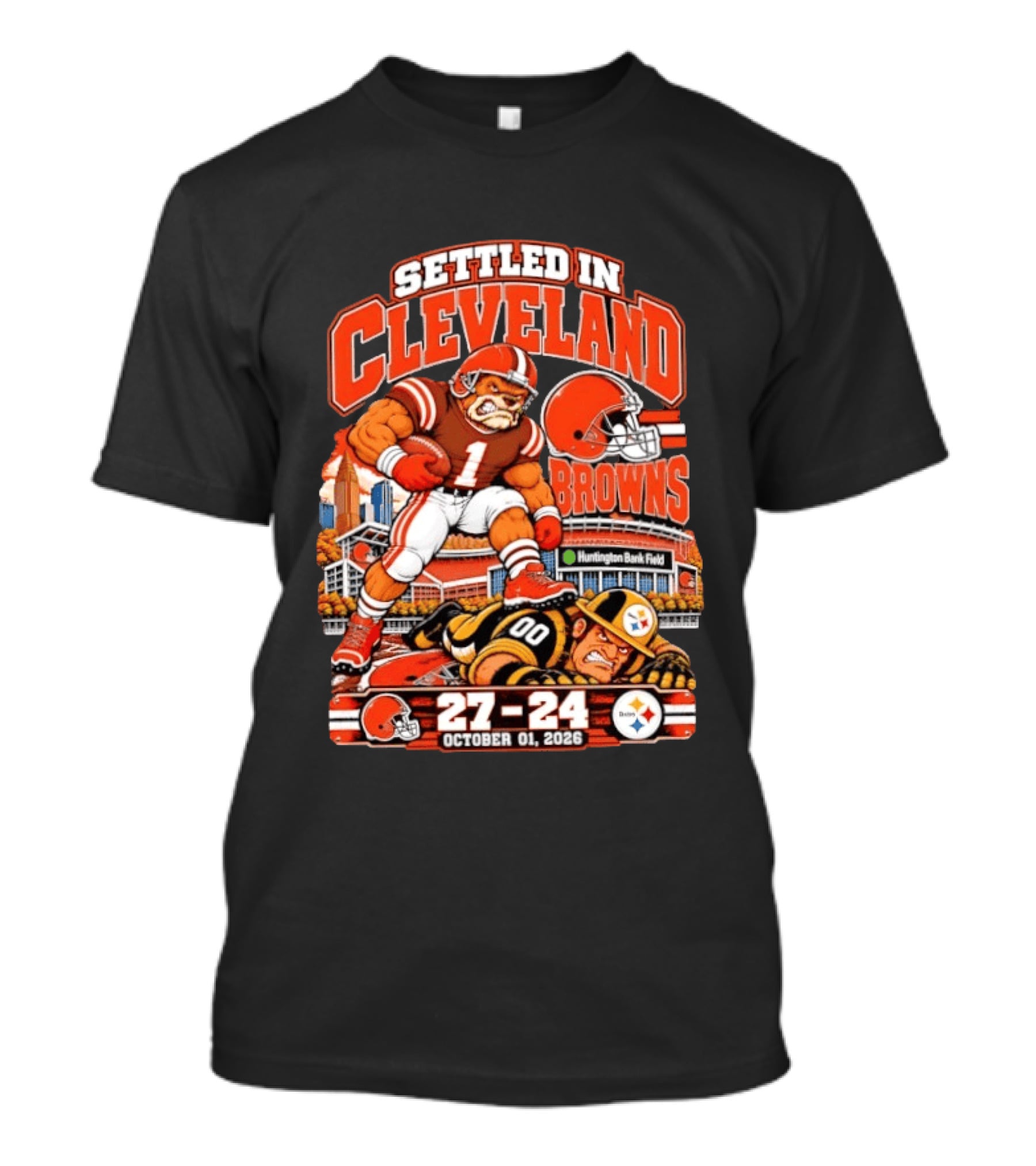 Settled In Cleveland Browns 27 24 October 01 2026 Huntington Bank Field T-Shirt