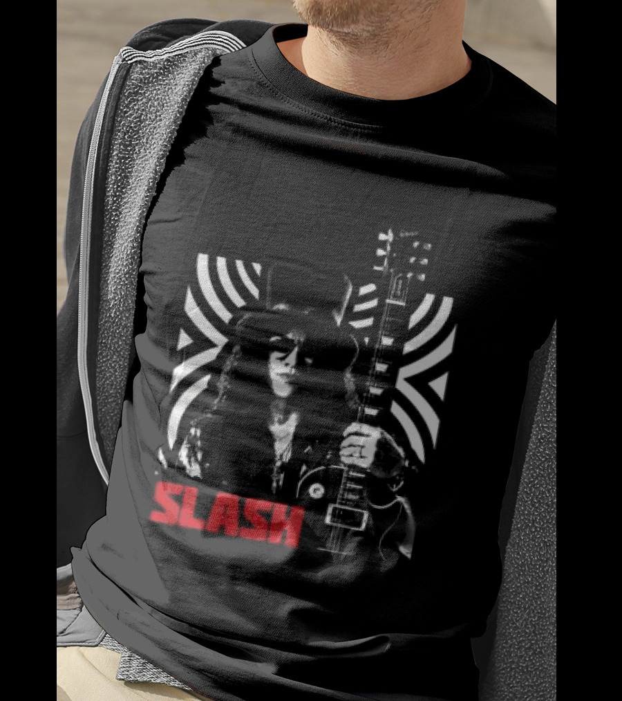 SLASH Iconic Guitarist And Guitar Bold Classic Rock T-Shirt