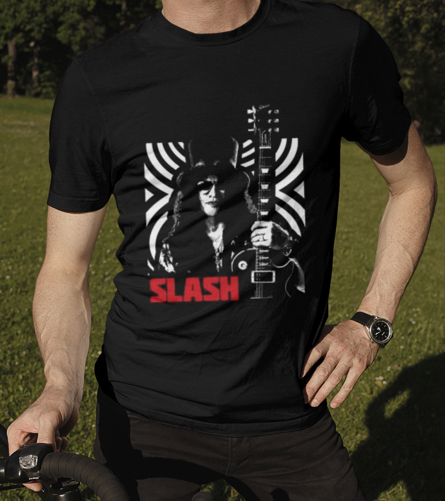SLASH Iconic Guitarist And Guitar Bold Classic Rock T-Shirt
