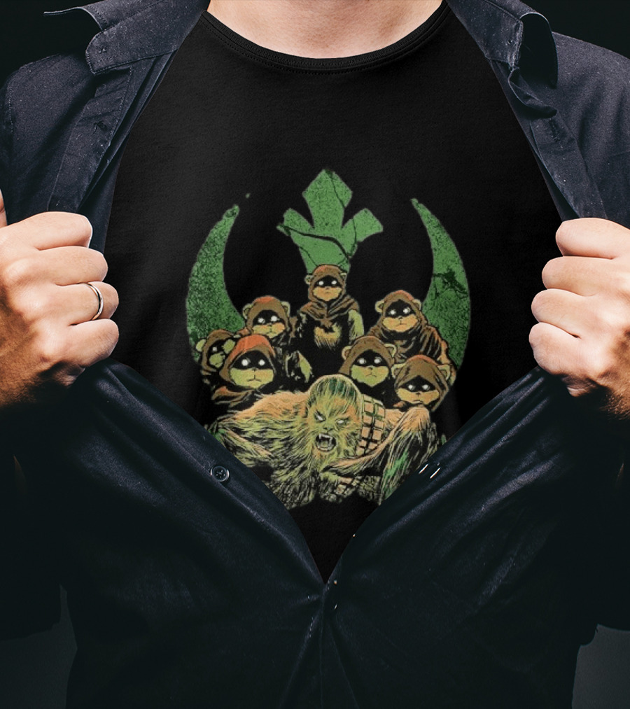 Star Wars Chewbacca And Ewoks Resistance Rebellion T-Shirt