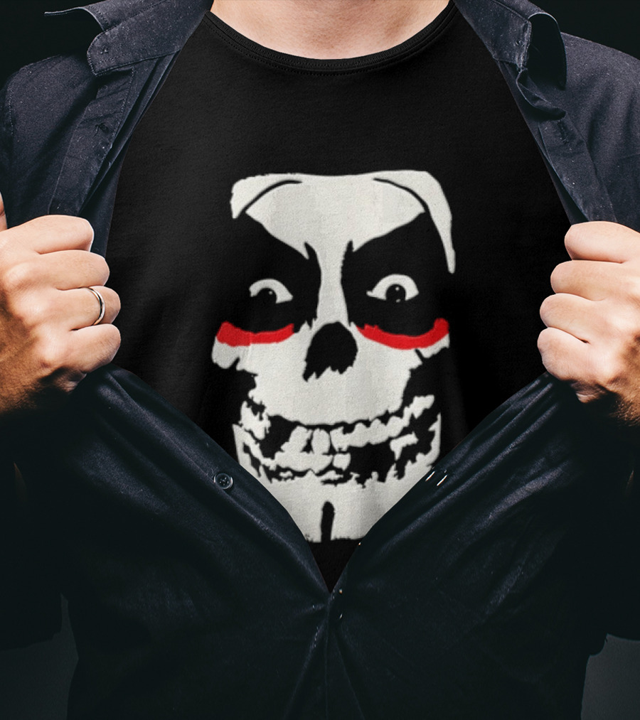 Misfits Danhausen Skull Face Design With Red Accents T-Shirt