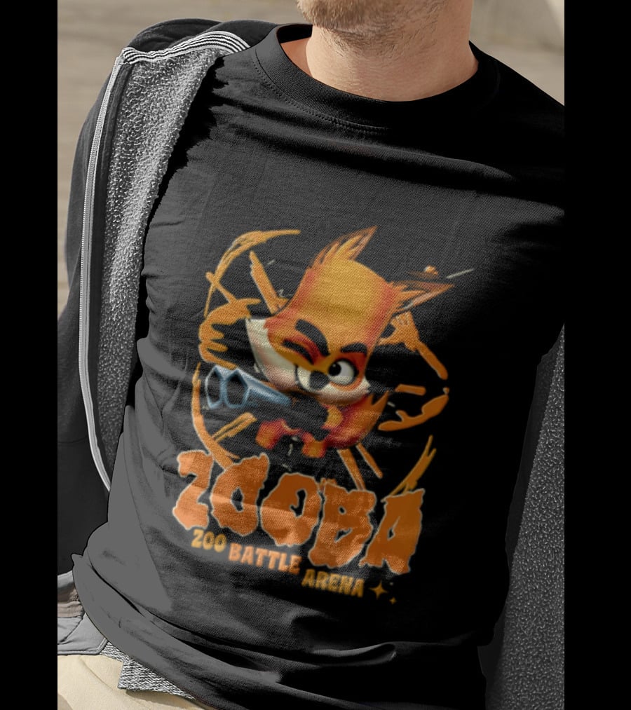 Zooba Zoo Battle Arena Fox Character With Orange And Blue T-Shirt